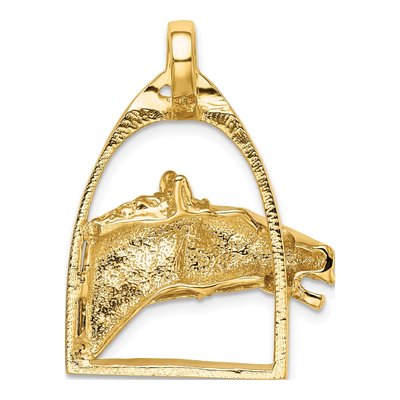 14K Yellow Gold Horse Head Stirrup Pendant – view 5