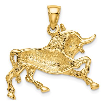 14K Yellow Gold Raging Bull Pendant – view 4