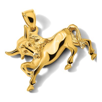 14K Yellow Gold Raging Bull Pendant – view 5