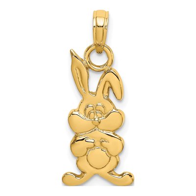 14K Yellow Gold Cartoon Rabbit Pendant
