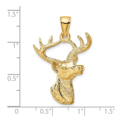 14K Yellow Gold 8-Point Buck Profile Charm – view 4