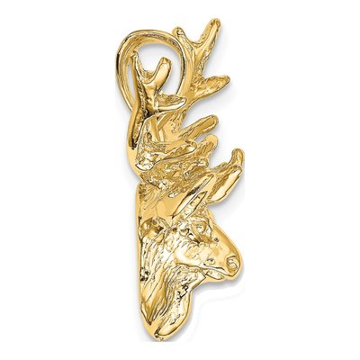 14K Yellow Gold 8-Point Buck Deer Head Charm – view 3