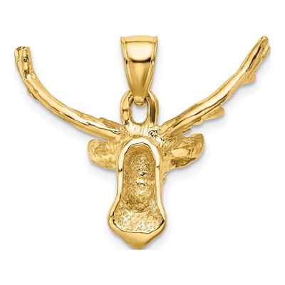 14K Yellow Gold 8-Point Buck Deer Head Charm – view 4