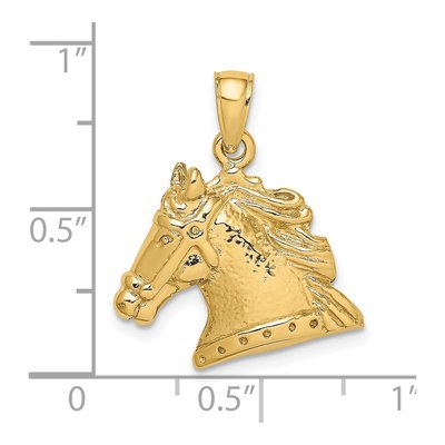 14K Yellow Gold Textured Horse Head Charm – view 4