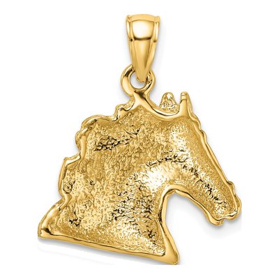 14K Yellow Gold Textured Horse Head Charm – view 5