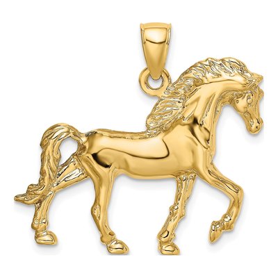 14K Yellow Gold Walking Horse Pendant