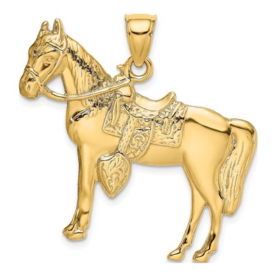 14K Yellow Gold Horse Pendant