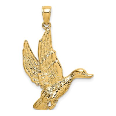 14K Yellow Gold Flying Mallard Duck Charm