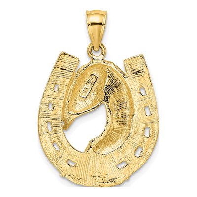 14K Yellow Gold Horse Head Shoe Charm – view 5