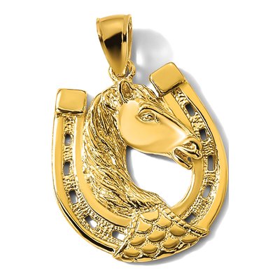 14K Yellow Gold Horse Head Shoe Charm – view 6