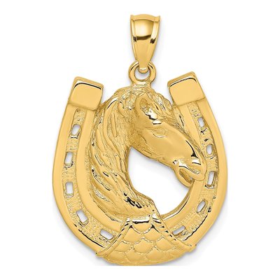 14K Yellow Gold Horse Head Shoe Charm