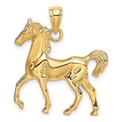 14K Yellow Gold Horse Pendant