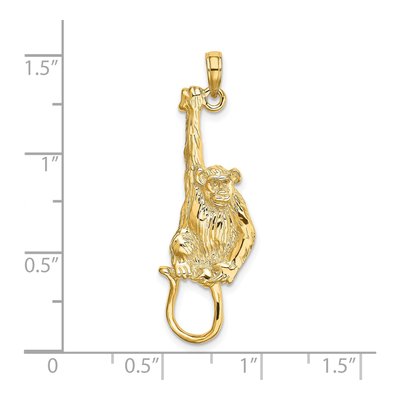 14K Yellow Gold 2-D Hanging Monkey Charm – view 4