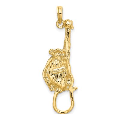 14K Yellow Gold 2-D Hanging Monkey Charm – view 5