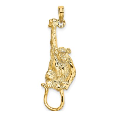 14K Yellow Gold 2-D Hanging Monkey Charm