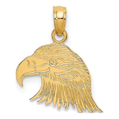 14K Yellow Gold Textured Eagle Head Charm