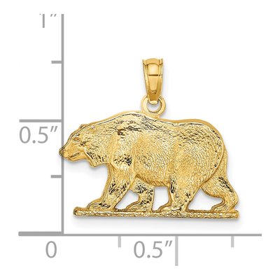 14K Yellow Gold Textured Bear Pendant – view 4