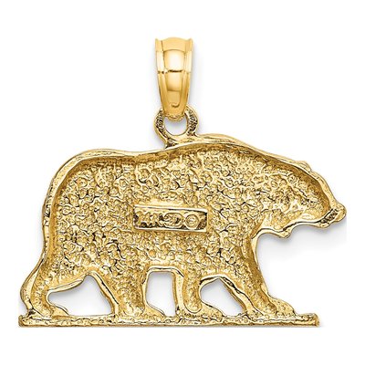 14K Yellow Gold Textured Bear Pendant – view 5