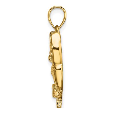 14K Yellow Gold Textured Owl Pendant – view 3