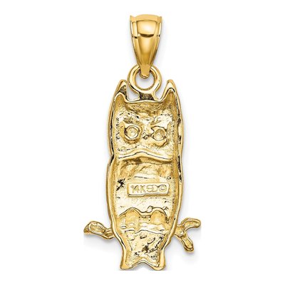 14K Yellow Gold Textured Owl Pendant – view 5