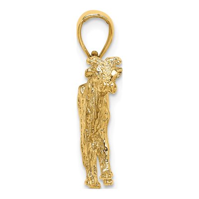 14K Yellow Gold 3D Cow Pendant – view 3