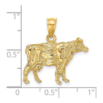 14K Yellow Gold 3D Cow Pendant – view 4
