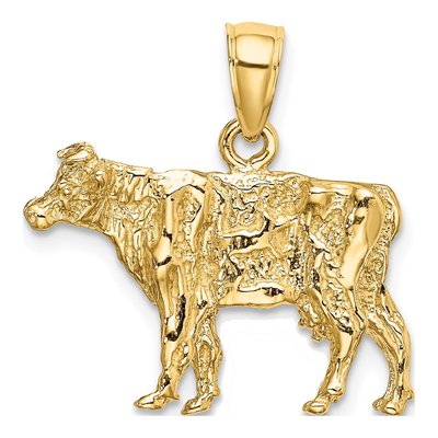 14K Yellow Gold 3D Cow Pendant – view 5