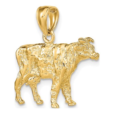 14K Yellow Gold 3D Cow Pendant – view 6