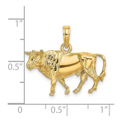 14K Yellow Gold 3-D Bull Pendant – view 4