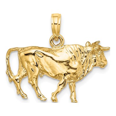 14K Yellow Gold 3-D Bull Pendant – view 5