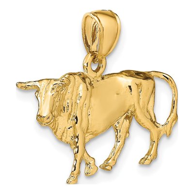 14K Yellow Gold 3-D Bull Pendant – view 6