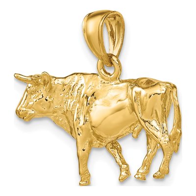 14K Yellow Gold 3-D Bull Pendant – view 7