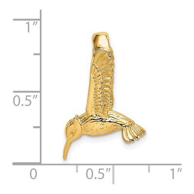 14K Yellow Gold 3D Hummingbird Slide Pendant – view 4