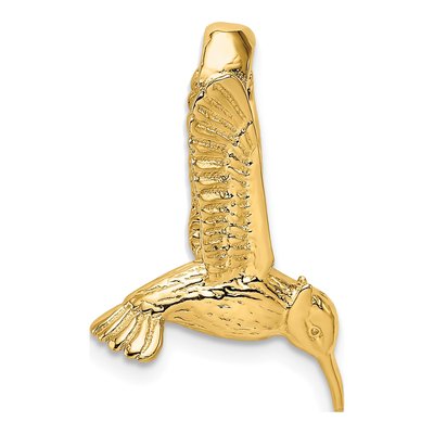14K Yellow Gold 3D Hummingbird Slide Pendant – view 5