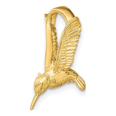 14K Yellow Gold 3D Hummingbird Slide Pendant – view 6