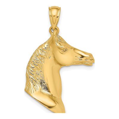 14K Yellow Gold 3-D Horse Head Pendant