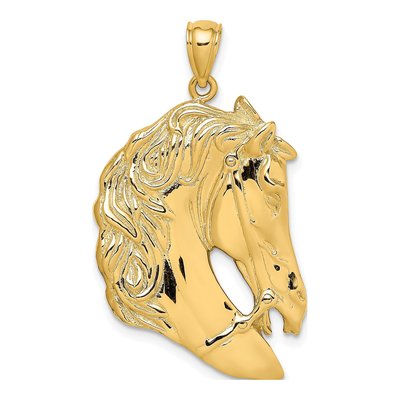 14K Yellow Gold Horse Head Pendant