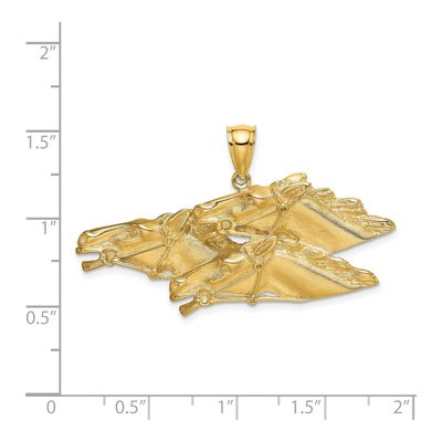 14K Yellow Gold Triple Horse Head Racing Charm – view 4
