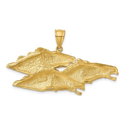 14K Yellow Gold Triple Horse Head Racing Charm – view 5