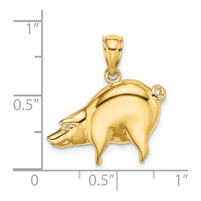 14K Yellow Gold Pig Pendant – view 4