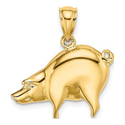 14K Yellow Gold Pig Pendant