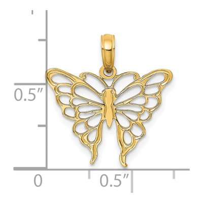 14K Yellow Gold Filigree Butterfly Charm – view 4