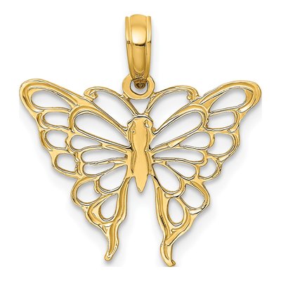 14K Yellow Gold Filigree Butterfly Charm