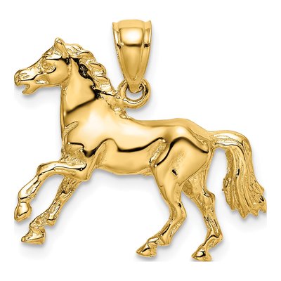 14K Yellow Gold 3-D Horse Pendant