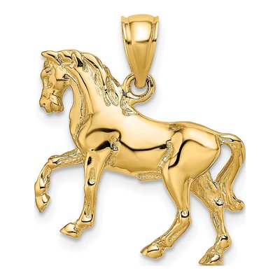 14K Yellow Gold 3-D Horse Pendant
