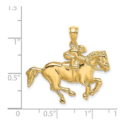 14K Yellow Gold Jockey on Horse Pendant – view 4