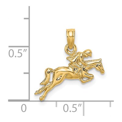 14K Yellow Gold Jockey on Horse Pendant – view 4