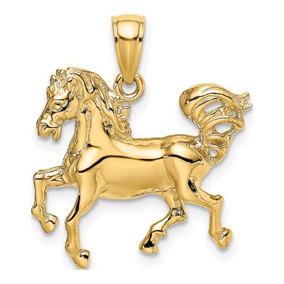 14K Yellow Gold Trotting Horse Pendant