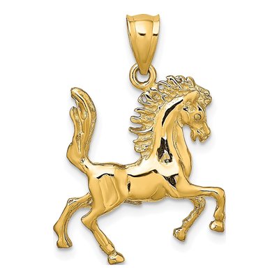 14K Yellow Gold 3D Trotting Horse Charm – view 5