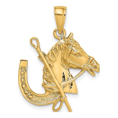 14K Yellow Gold Horse Head Charm